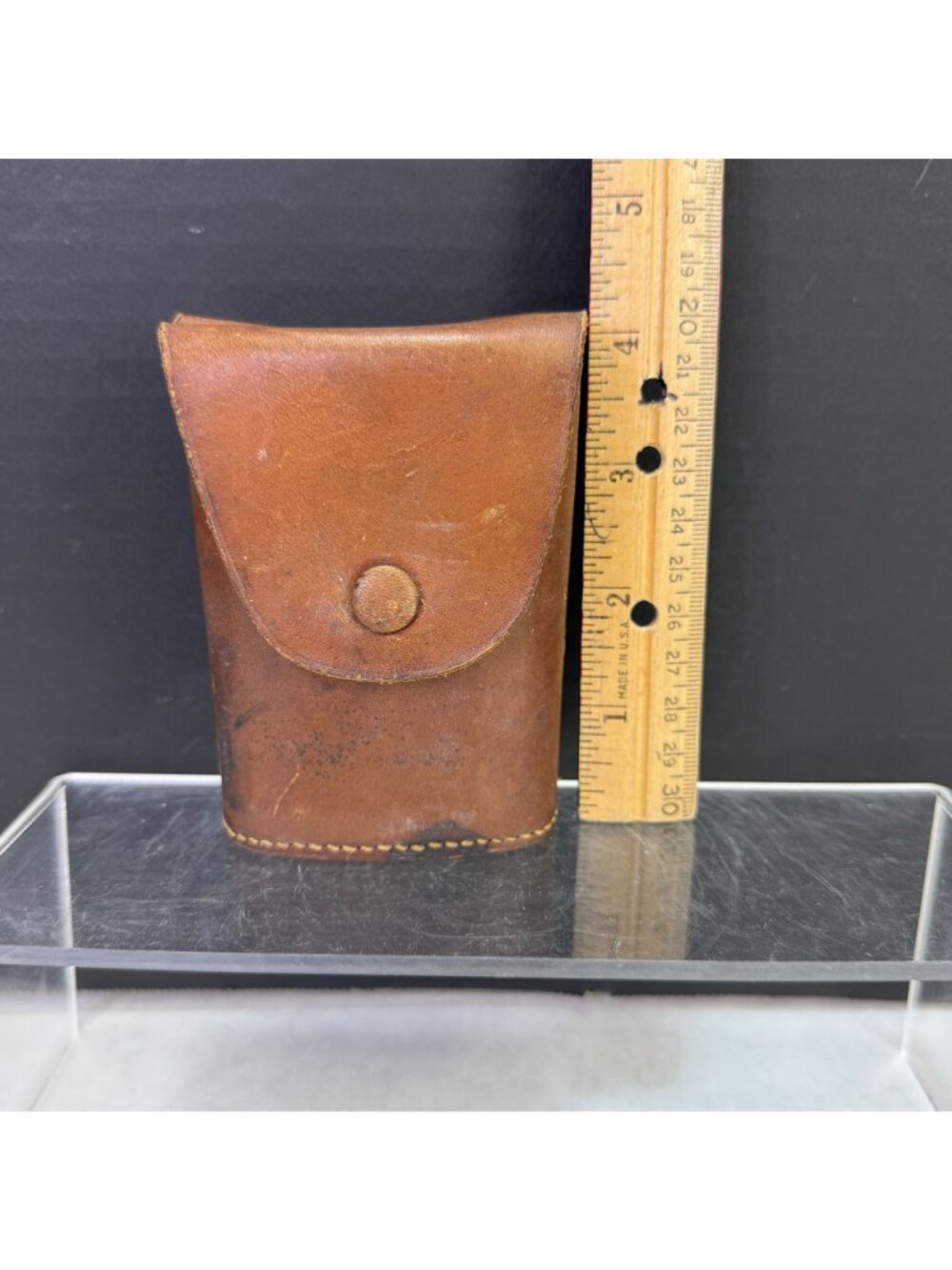 Vintage Travel Pocket 8oz Glass Cup with Leather Case - Picture 10 of 12